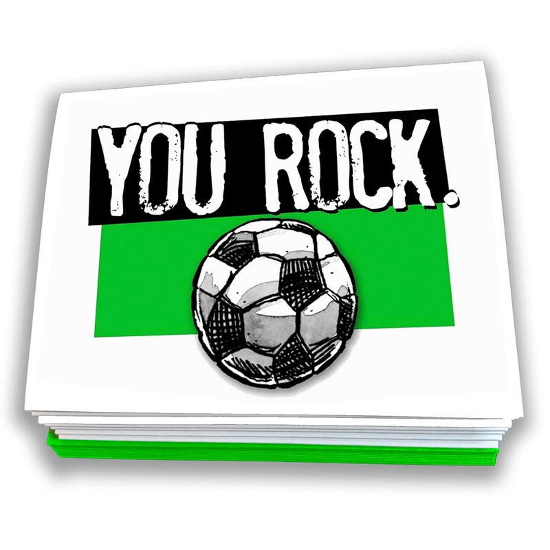 Play Strong SOCCER 'YOU ROCK' Thank You Note Cards 12-Pack (4.25â€x5.5â€) | Illustrated Sports Powercards | Perfect for Soccer Players, Coaches, Teams & Fans | Blank Inside â€“ Fun & Motivational! - Image 1
